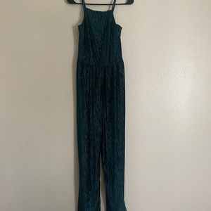 Teal Ribbed Velvet Metallic Jumpsuit NWT HAS POCKETS